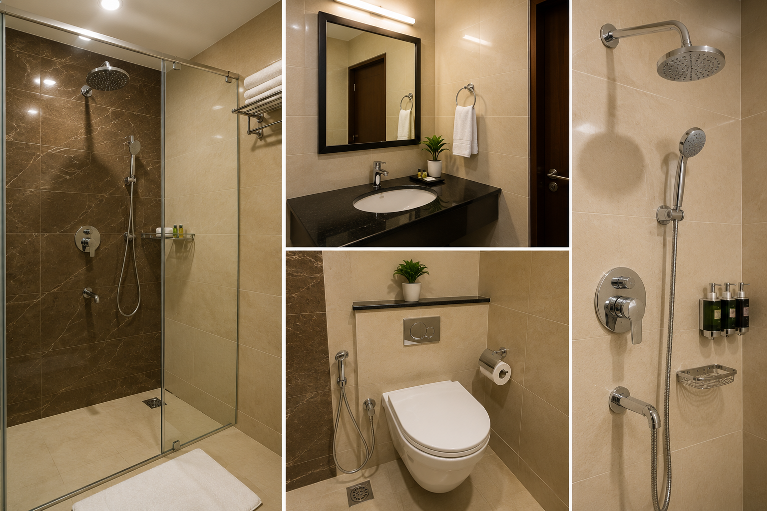 Clean bathroom in Omkareshwar room